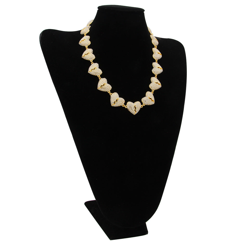 Iced Heart Chain Necklace for Women & Men – Gold or Silver Plated Statement Pendant Chain product image