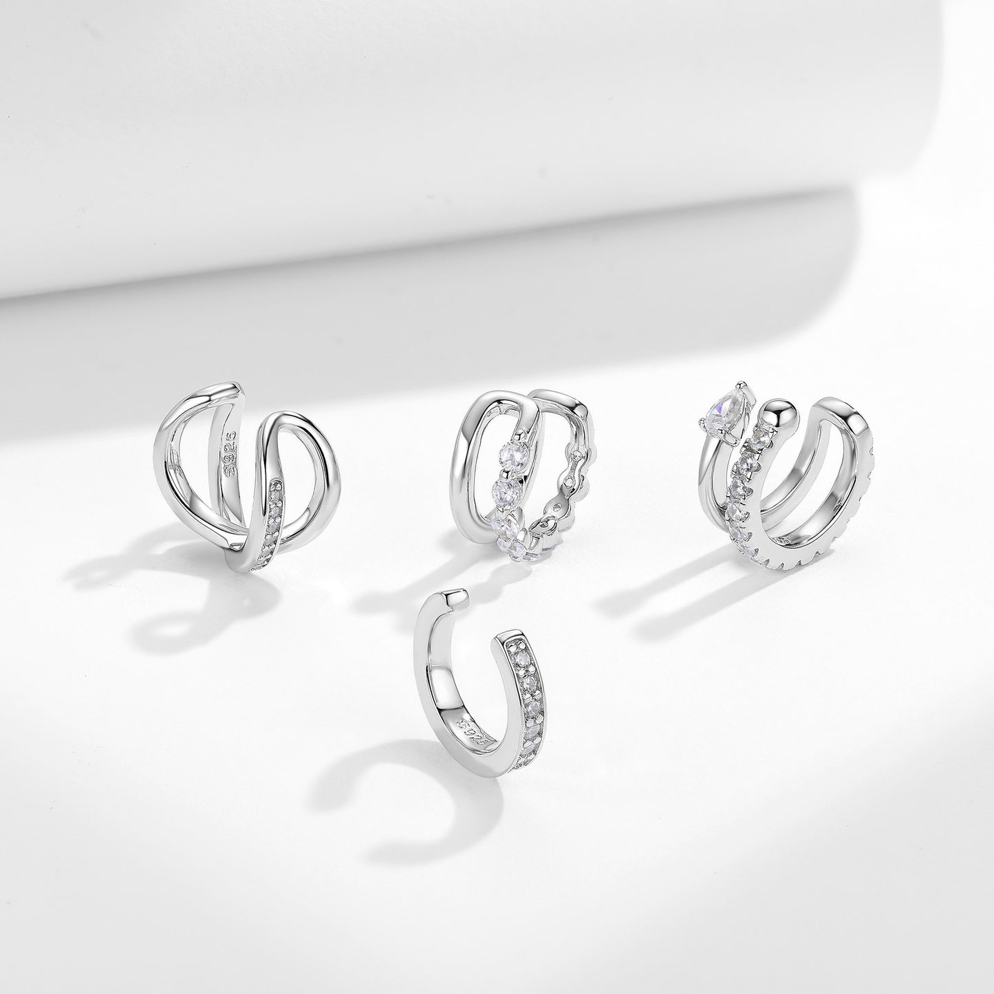 Non-Piercing Ear Cuff Set, 18K Gold Plated Ear Clip Earrings, Layered Cartilage Cuff with Sparkling Stones product image