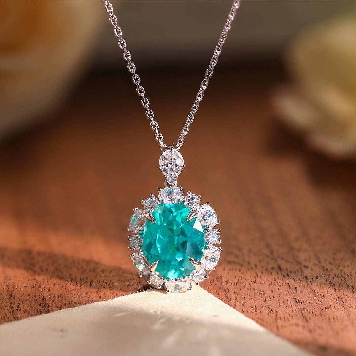 Paraiba-Style Oval Green Blue 925 Silver Matching Jewelry Set product image
