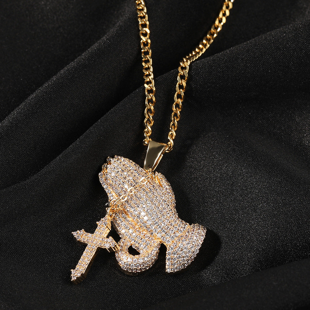 Vintage Cross Pendant Necklace with Stainless Steel Cuban or Rope Chain, Gold or Silver Plated Statement Jewelry