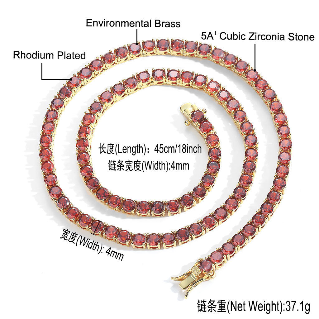 Hip Hop Light Luxury Tennis Chain Cubic Zirconia Necklace for Men