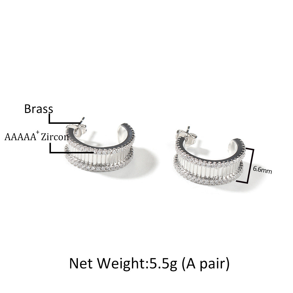 Unisex Cubic Zirconia Hoop Earrings in Gold or Silver Tone - Trendy Hip Hop Statement Earrings