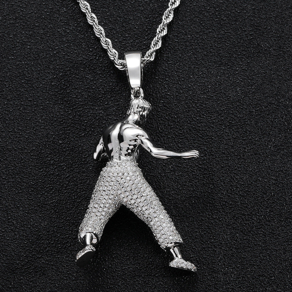 Hip Hop Dragon Cubic Zirconia Pendant Necklace for Men and Women