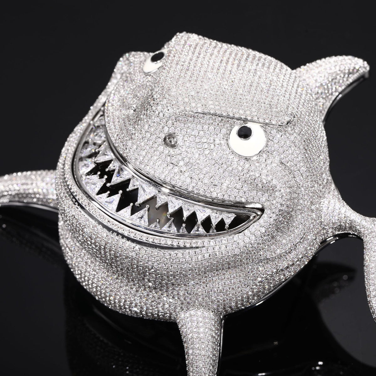 Iced Out Shark Pendant Necklace for Men with Stainless Steel Twist Chain product image