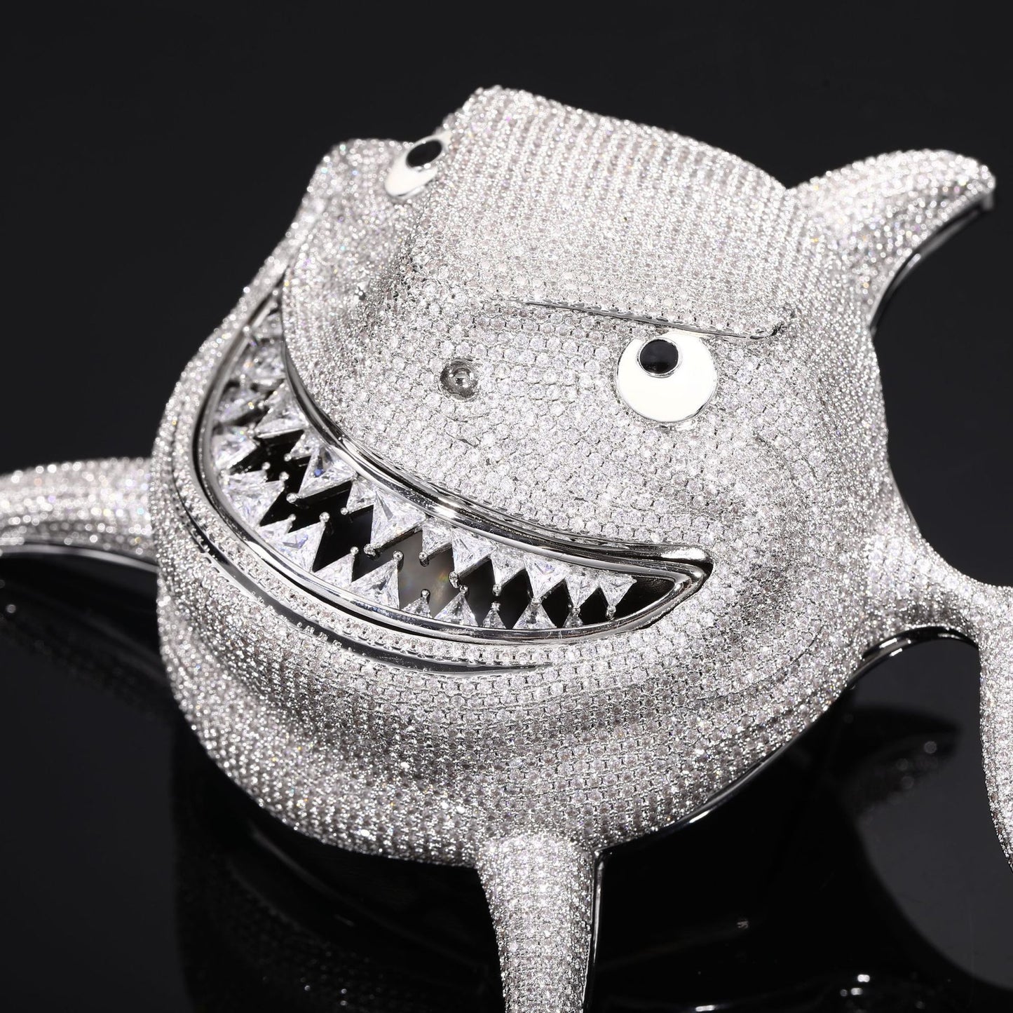 Iced Out Shark Pendant Necklace for Men with Stainless Steel Twist Chain product image