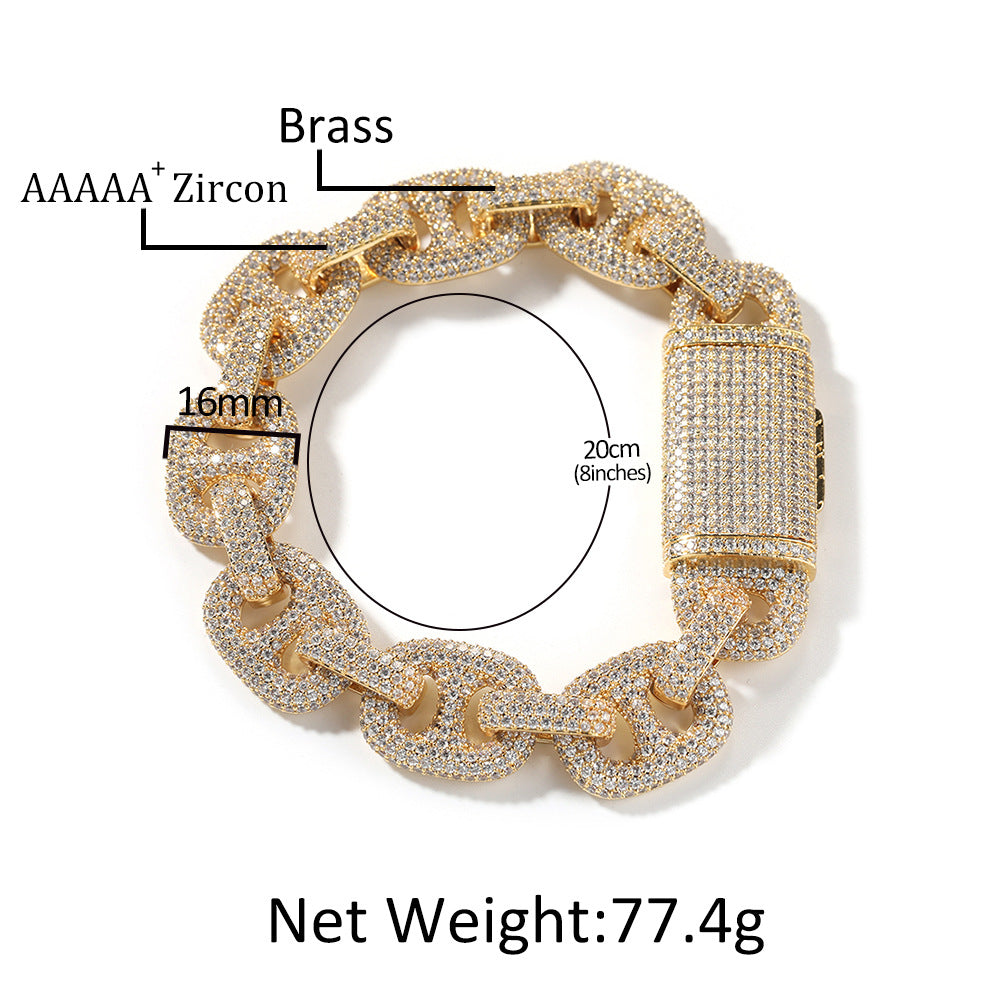Iced Out Cuban Link Chain Bracelet & Necklace for Women and Men - Gold Plated or Silver Plated Cubic Zirconia Statement Jewelry
