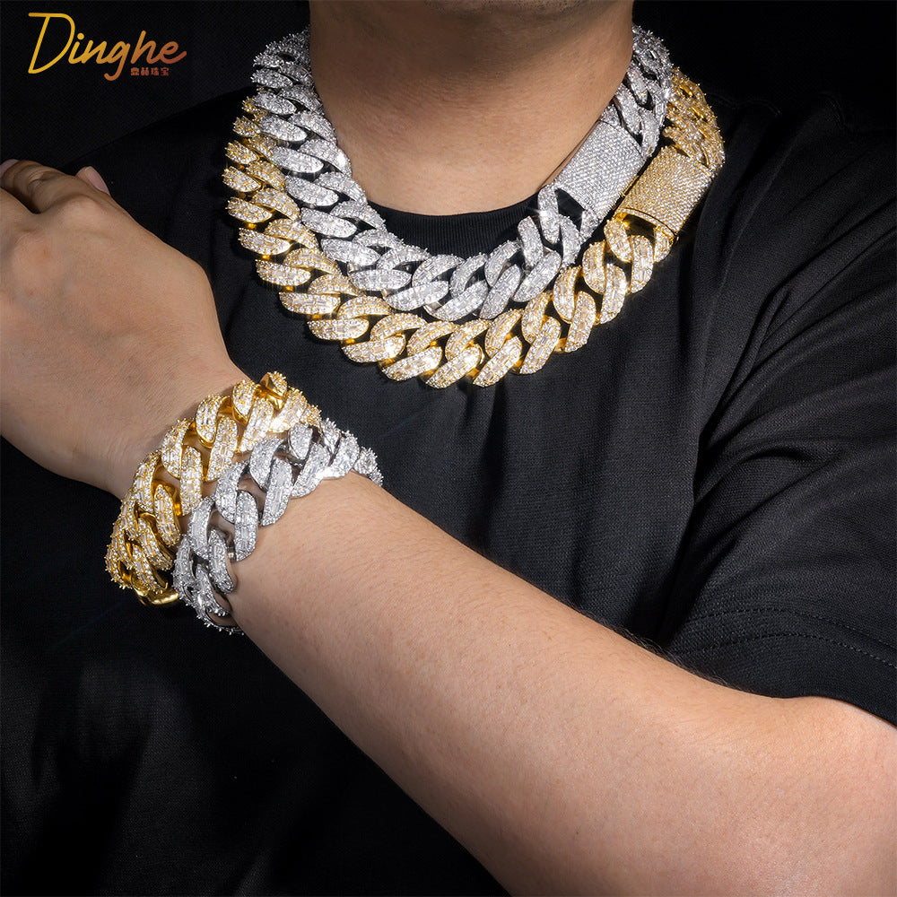 25mm Iced Out Cuban Link Chain Bracelet/Necklace, Chunky Cubic Zirconia Hip Hop Jewelry product image