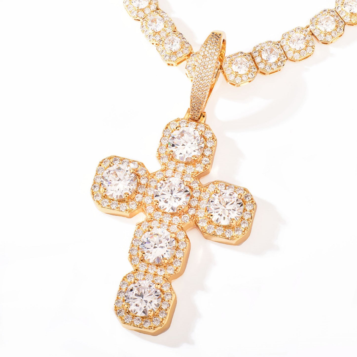 Unisex Iced Out Cross Statement Necklace