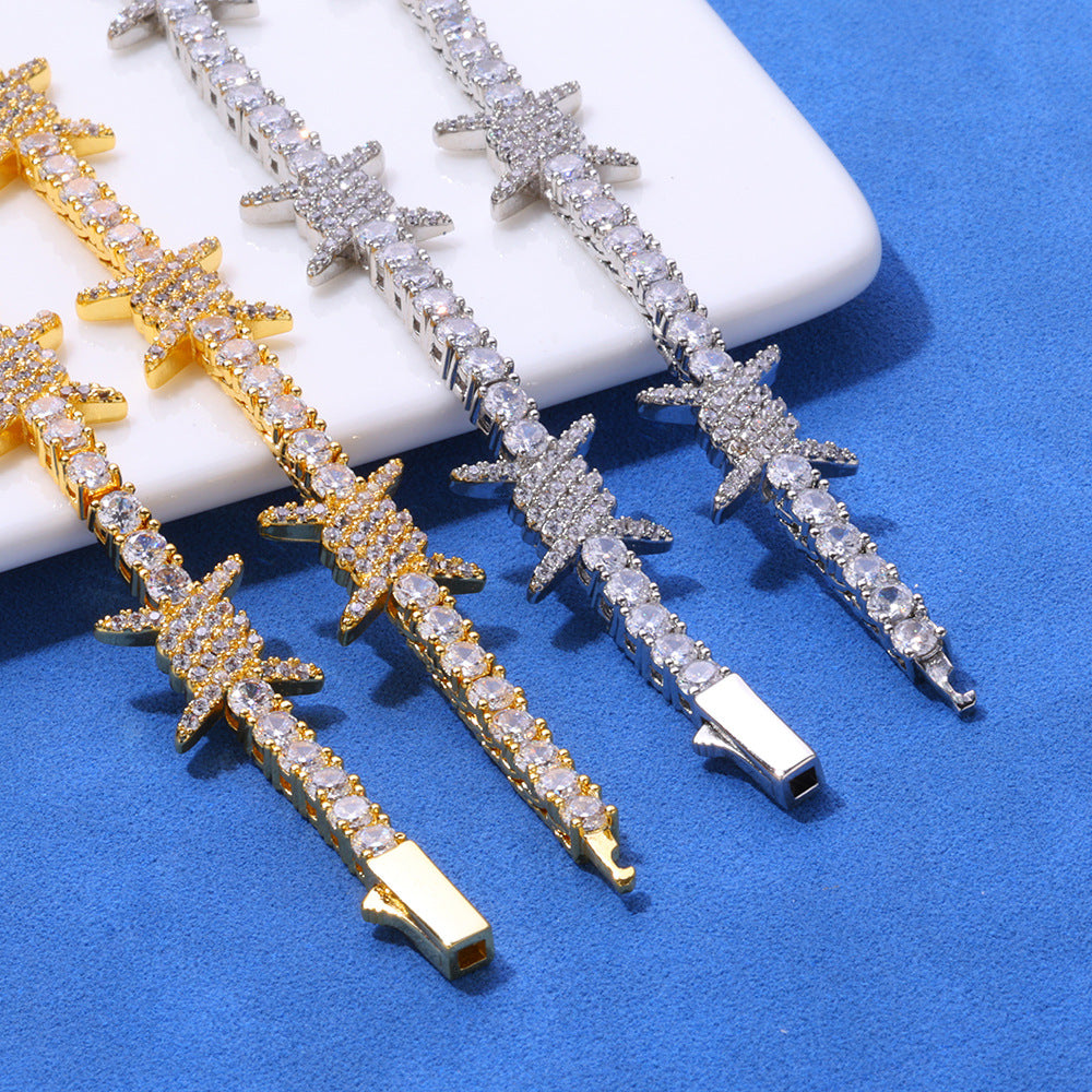 Starburst CZ Tennis Hip Hop Bracelet with Copper Base - CHA275 product image