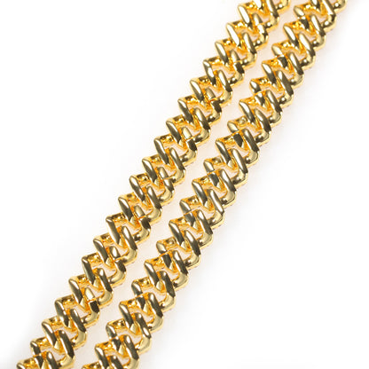 Unisex Iced Cuban Link Necklace with Cubic Zirconia Pendant Chain in Gold or Silver