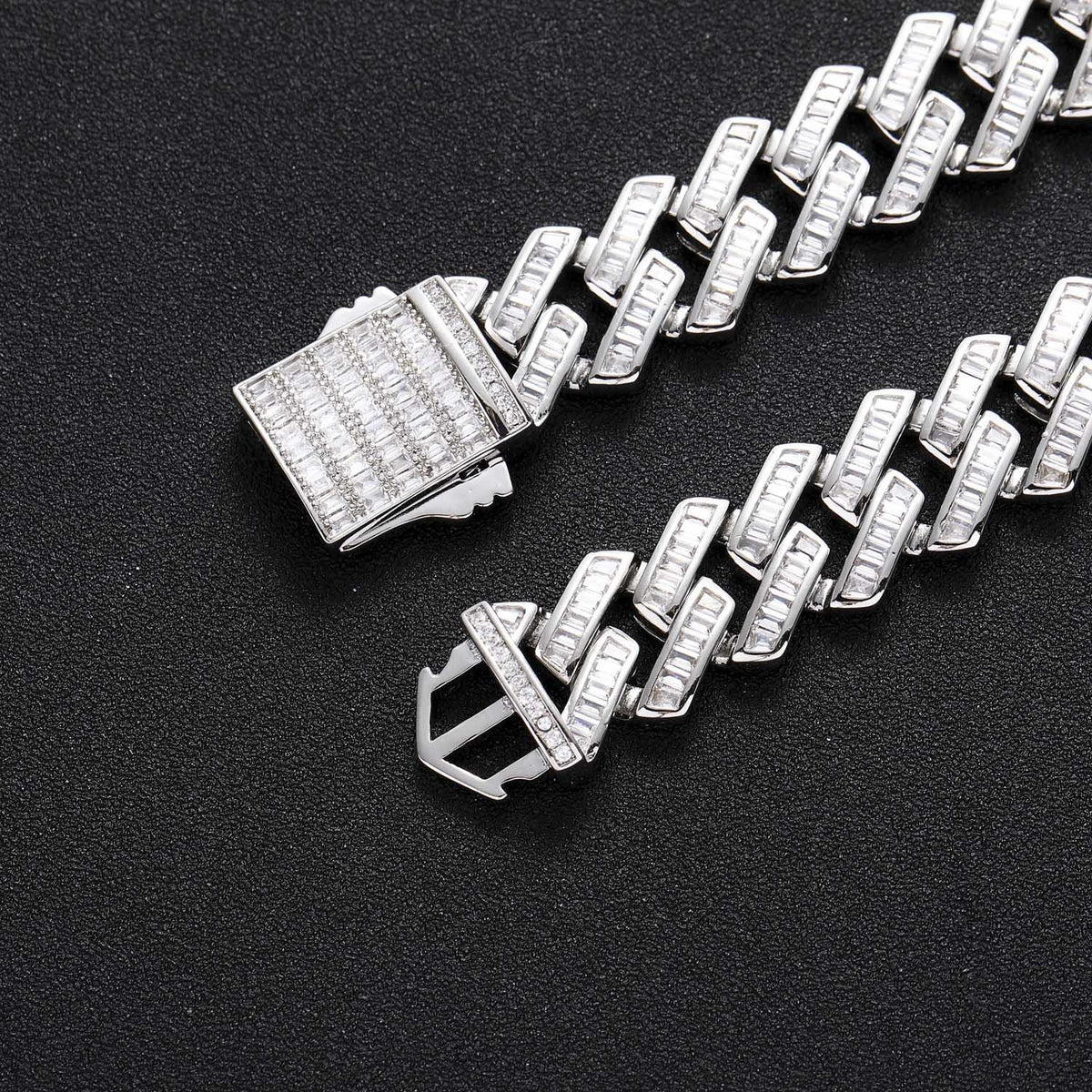 Hip Hop Light Luxury Square Diamond Shape Cuban Link Cubic Zirconia Necklace for Men product image