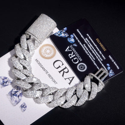 25mm Iced Cuban Link Chain Bracelet & Necklace, Moissanite Hip Hop Statement Jewelry