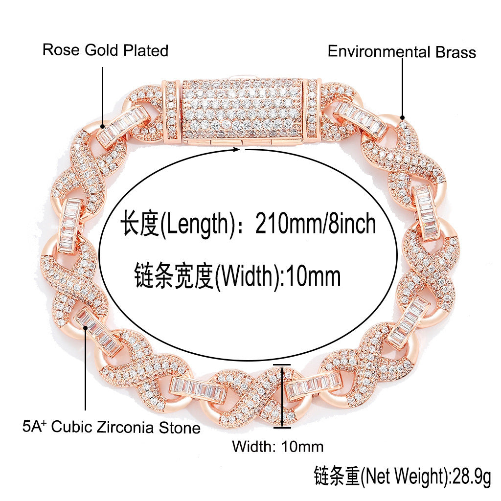 Hip Hop Cuban Link Copper Bracelet for Men and Women