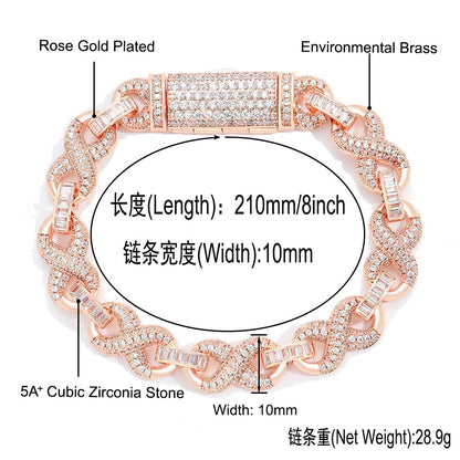 Hip Hop Cuban Link Copper Bracelet for Men and Women