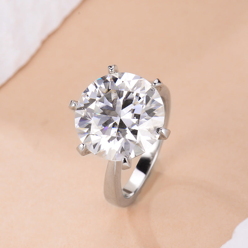 Round Moissanite Solitaire Ring, Six-Prong 13.0mm Ring for Women product image