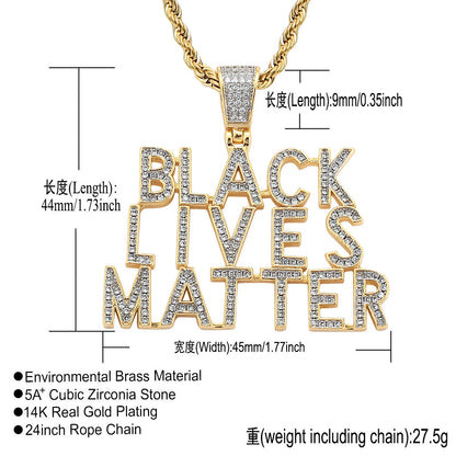 Hip Hop Letter Cubic Zirconia Pendant Necklace for Men and Women