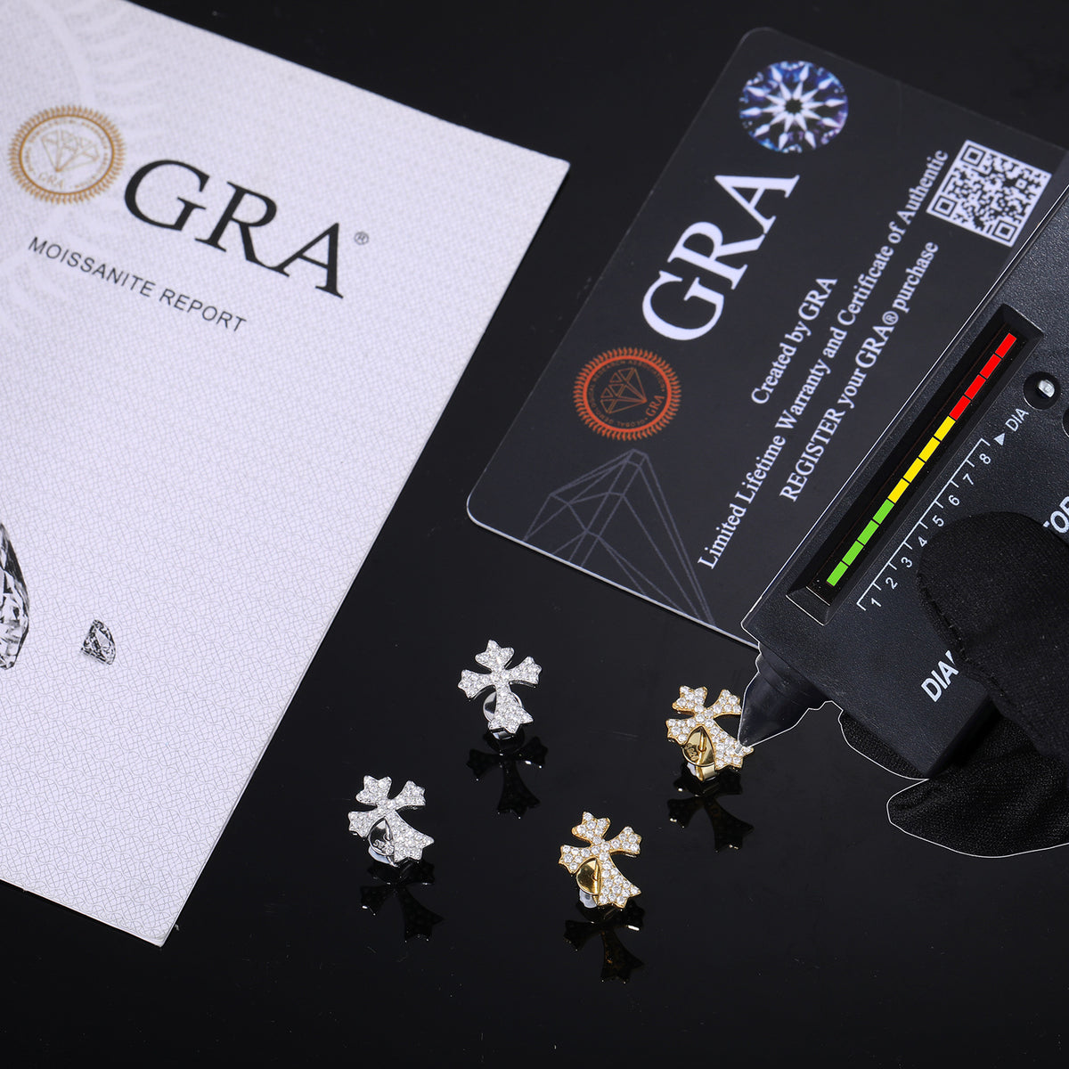 Moissanite Cross Stud Earrings, S925 Sterling Silver, Unisex Geometric Sparkle Studs product image