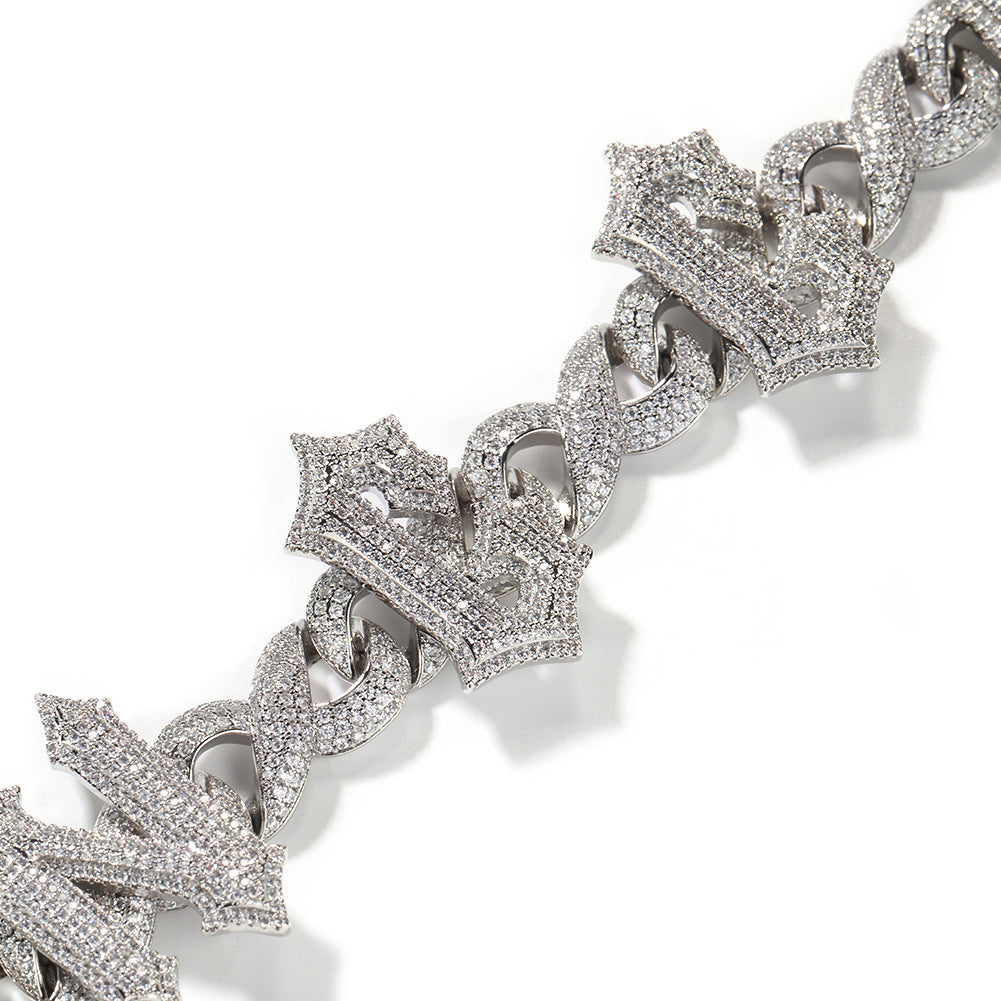 Custom Iced Letter Chain Necklace for Men - Cubic Zirconia Hip Hop Pendant Necklace in Gold or Silver Tone