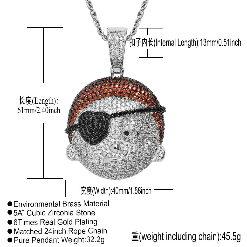 Hip Hop Letter Copper Pendant Necklace for Men and Women