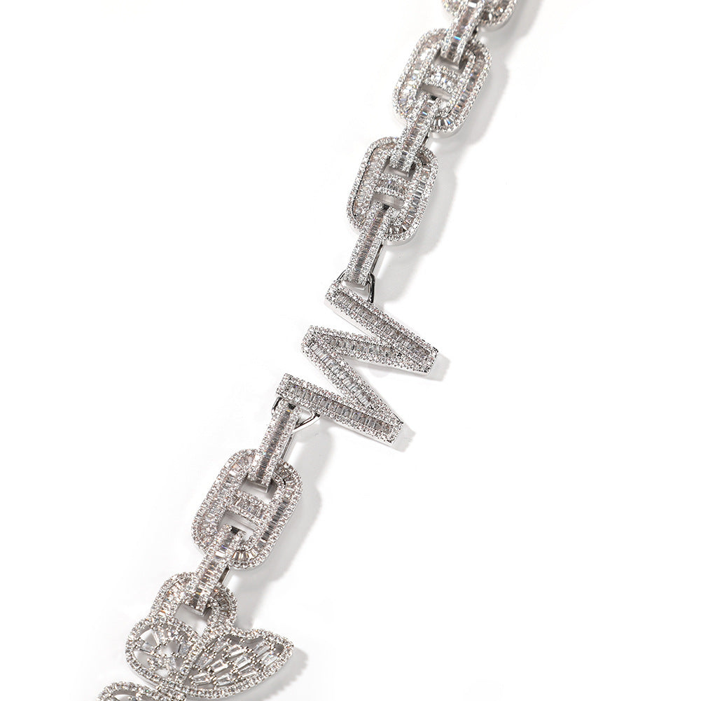 Personalized Iced Butterfly Letter Necklace Silver Plated Chain Pendant for Women and Men product image