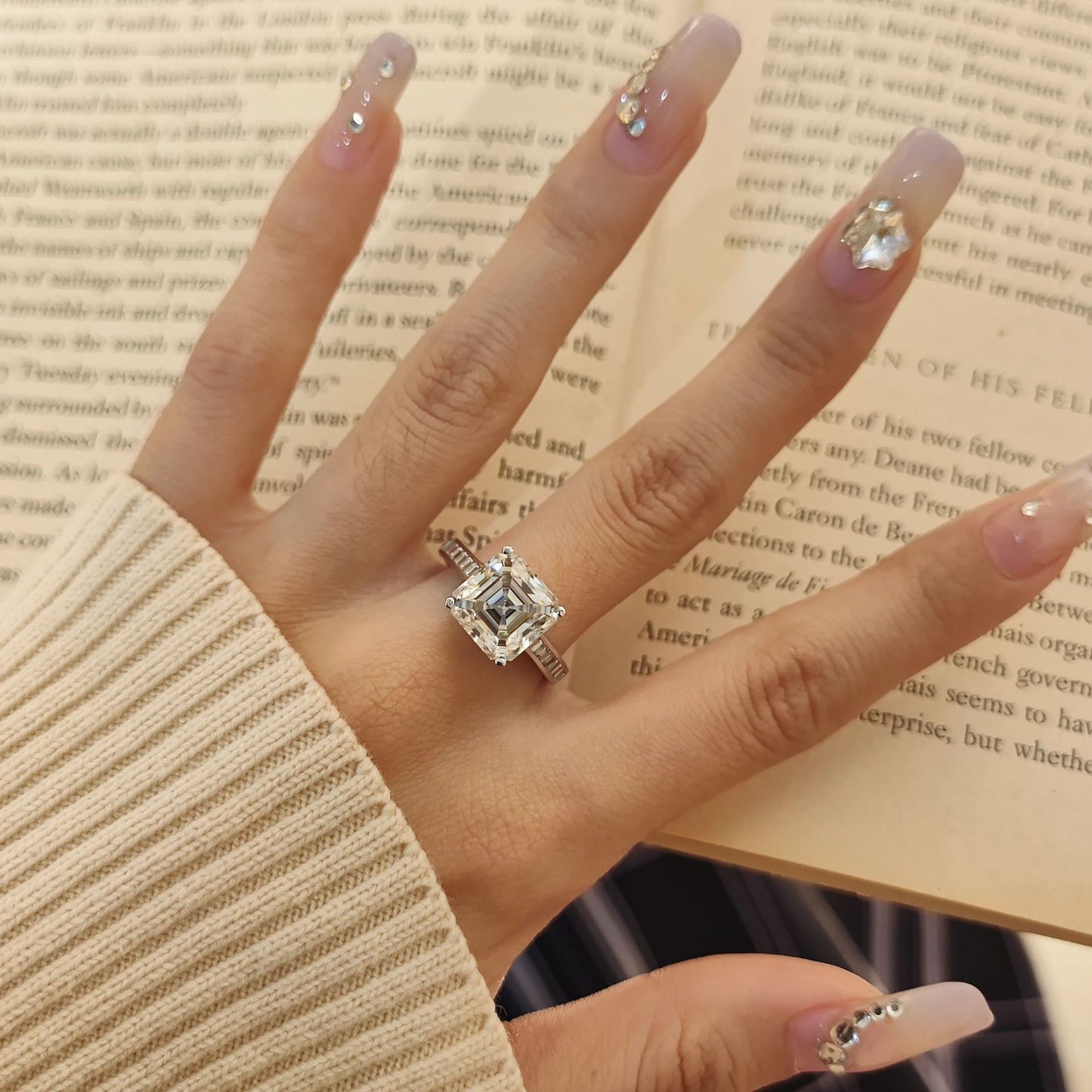 5 Carat Asscher Cut Moissanite Ring, S925 Sterling Silver product image