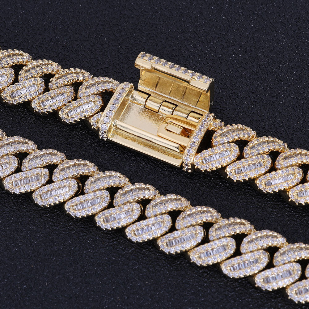 12 mm Mixed-Cut Iced Cuban Hip Hop Bracelet with Cubic Zirconia on a Copper Base - CHA296 product image