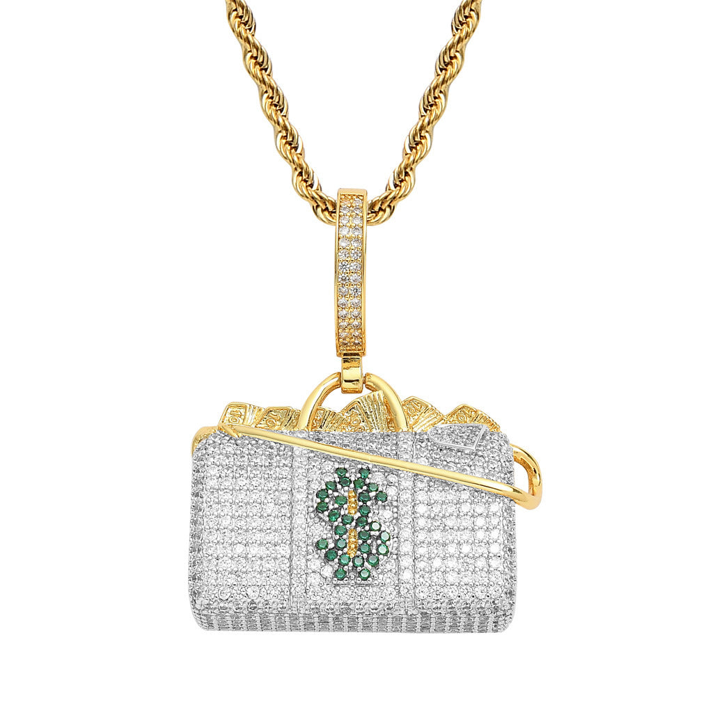 Hip Hop Minimalist Geometric Cubic Zirconia Pendant Necklace for Men and Women