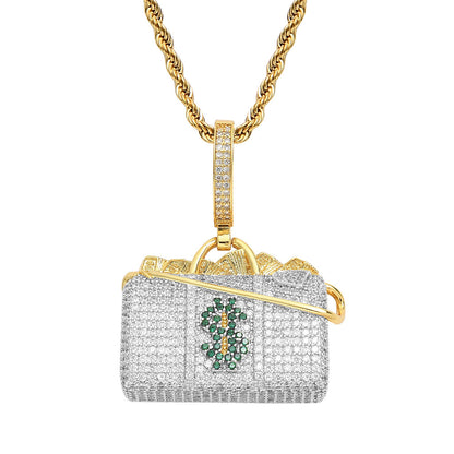 Hip Hop Minimalist Geometric Cubic Zirconia Pendant Necklace for Men and Women