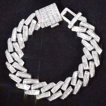 Unisex Iced Rectangle Link Statement Necklace