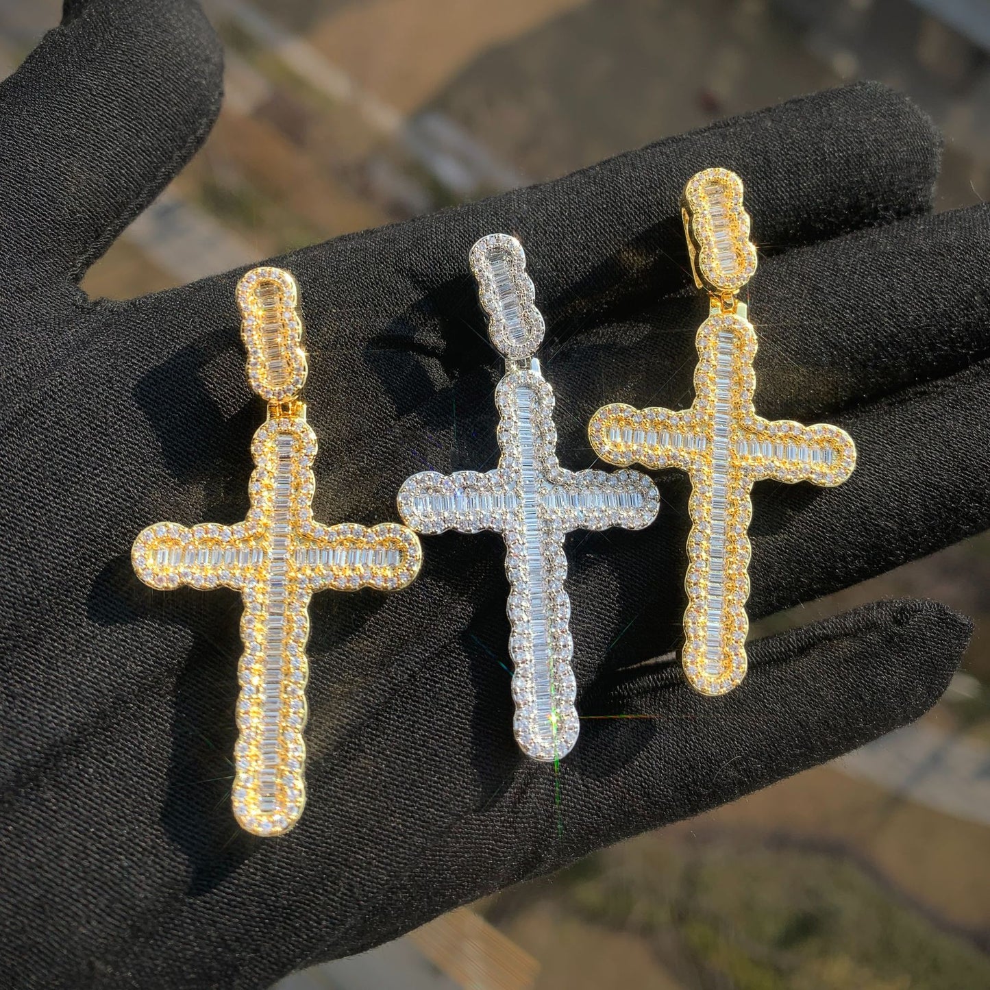 Iced Out Cross Pendant Necklace for Men Unisex Hip Hop Statement