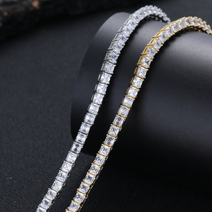 Geometric Square Cubic Zirconia Tennis Chain Bracelet & Necklace