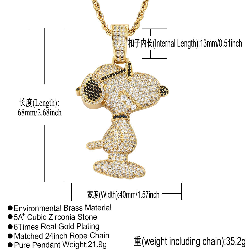 Hip Hop Fashion Cubic Zirconia Pendant Necklace for Men and Women