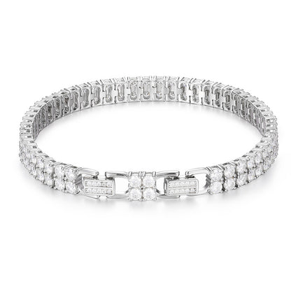 925 Silver Double Row Iced Out Tennis Bracelet for Women & Men