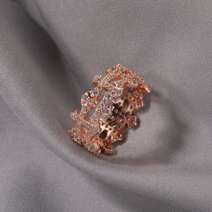 Unisex Cross Cubic Zirconia Statement Ring – Gold, Silver & Rose Gold Stackable Hip Hop Style Ring
