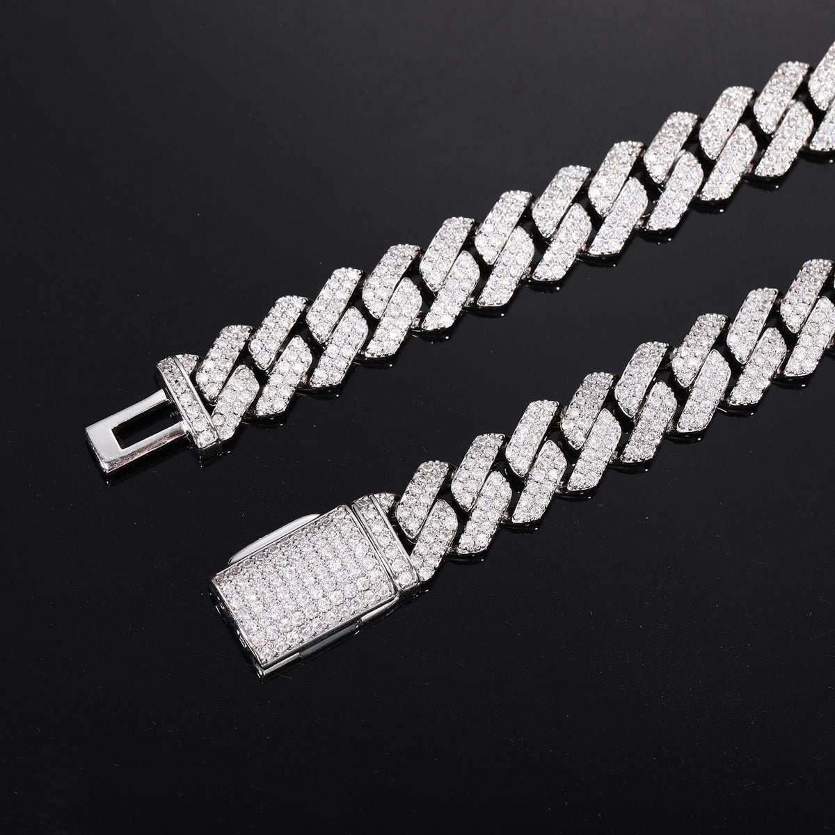 Iced Out Cuban Link Chain Necklace for Men and Women, Geometric Zircon Pendant Chain in Gold or Silver Tone product image