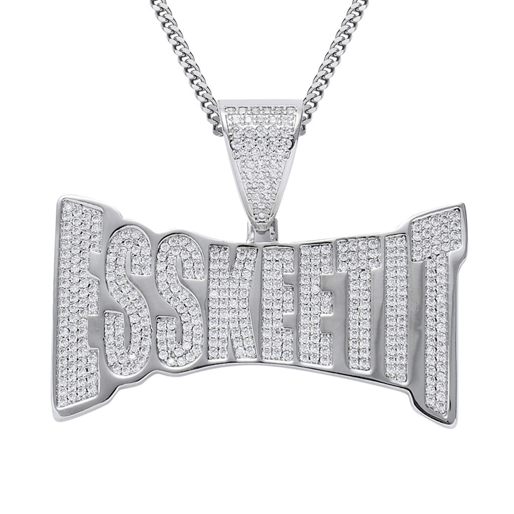 Hip Hop Punk Letter Cubic Zirconia Pendant Necklace for Men and Women