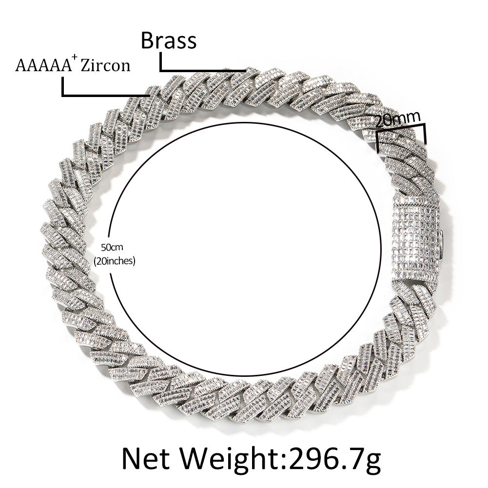 Men’s Iced Out Cuban Link Chain Necklace & Bracelet Set with Cubic Zirconia, Gold or Silver Tone, 20MM Statement Jewelry product image