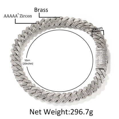 Men’s Iced Out Cuban Link Chain Necklace & Bracelet Set with Cubic Zirconia, Gold or Silver Tone, 20MM Statement Jewelry
