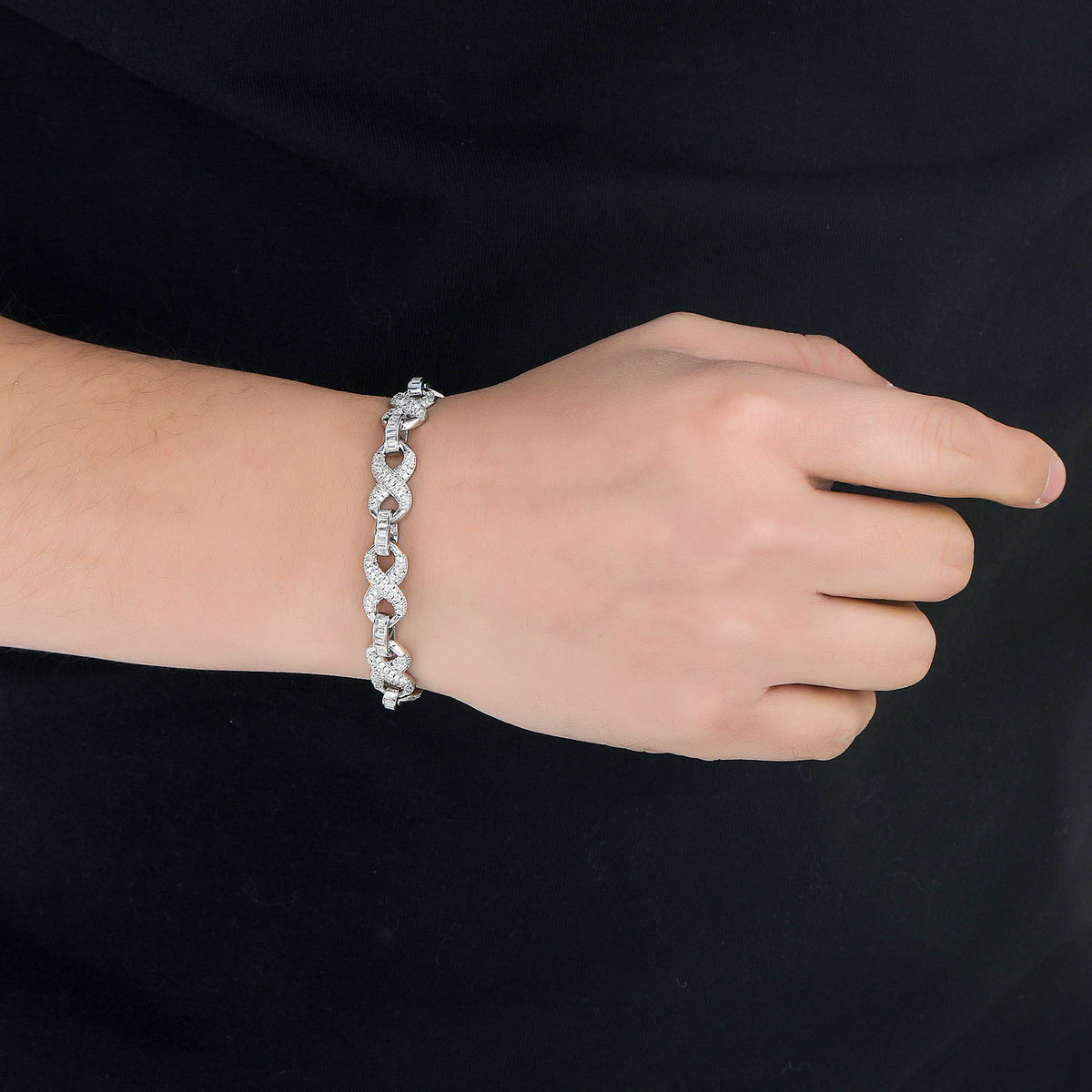 Hip Hop Four Leaf Clover Cuban Link Copper Bracelet for Men product image