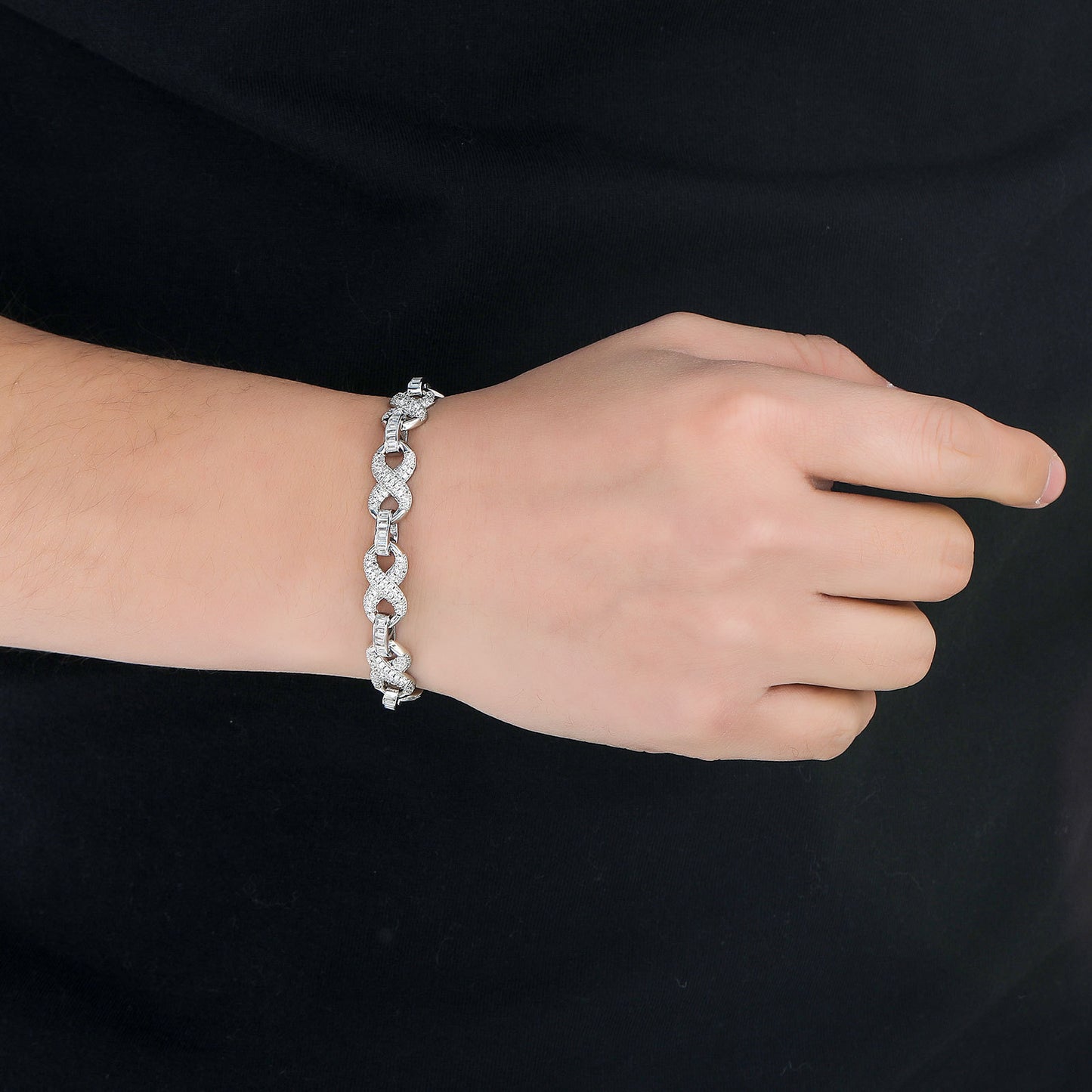 Hip Hop Four Leaf Clover Cuban Link Copper Bracelet for Men