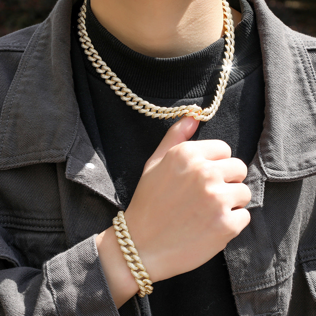 Hip Hop Cuban Link Bubble Copper Bracelet for Men