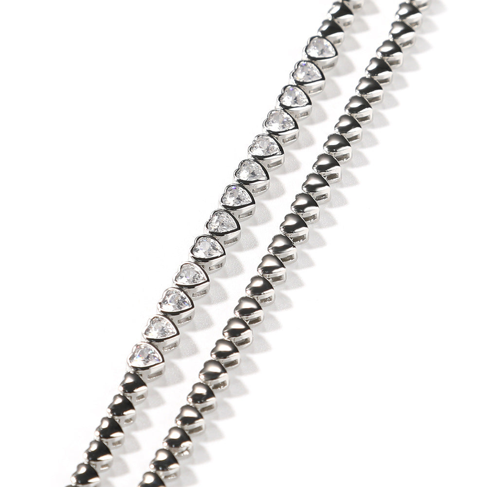 Heart Chain Necklace for Women with sparkling stones, Gold Plated or Silver Plated Statement Pendant Necklace, 16 Inch / 18 Inch product image