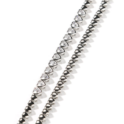 Heart Chain Necklace for Women with sparkling stones, Gold Plated or Silver Plated Statement Pendant Necklace, 16 Inch / 18 Inch