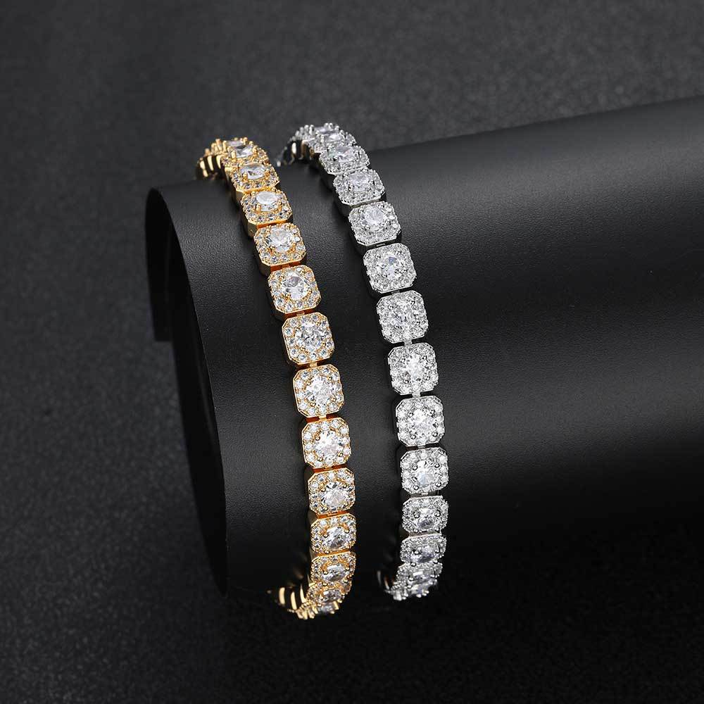 7 mm Square Cluster CZ Link Copper Bracelet - CHA230 product image