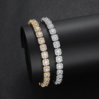 7 mm Square Cluster CZ Link Copper Bracelet - CHA230
