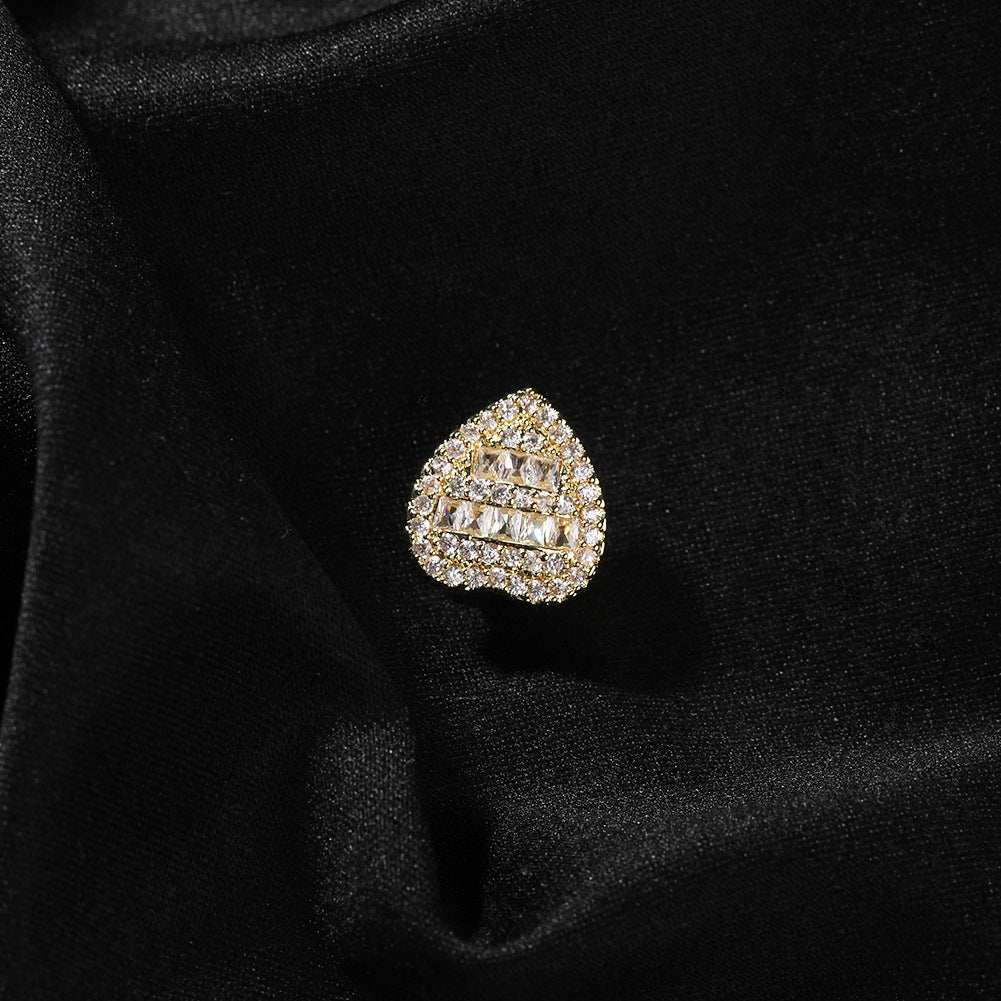 Hip Hop Heart Tooth Cap Charm for Women and Men - Gold or Silver Plated Copper Grill Accessory
