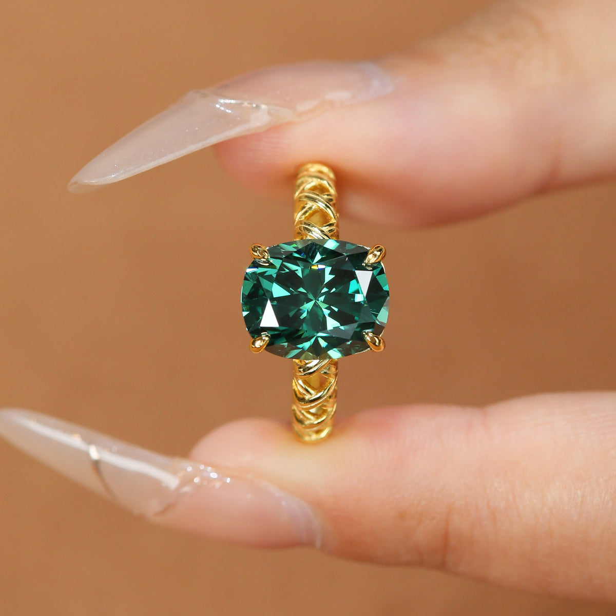 5 Carat Elongated Cushion Moissanite Ring for Women, Twisted Band, Size 5-9 product image