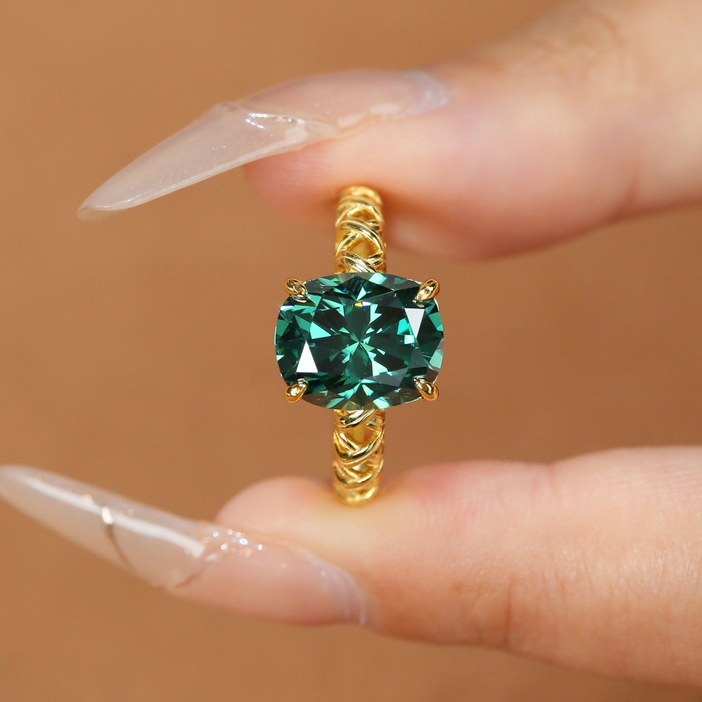 5 Carat Elongated Cushion Moissanite Ring for Women, Twisted Band, Size 5-9 product image