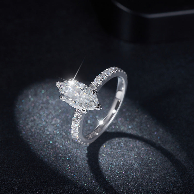 2 Carat Marquise Moissanite Engagement Ring for Women, Pave Band product image