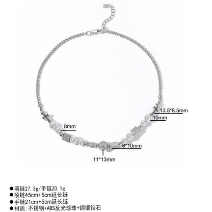 Hip Hop Vintage Cross Skull Pearl Bracelet for Men